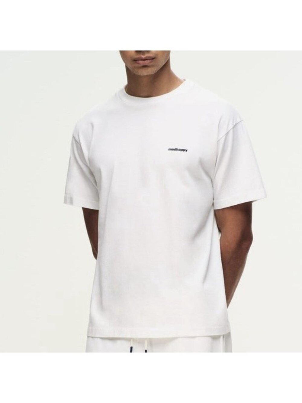 MadHappy Classics White Tee Short Sleeve T-Shirt Logo Basic Casual Men’s Small